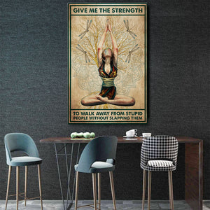 Girl Meditating And Dragonfly - Give Me The Strength To Walk Away 0.75 & 1.5 In Framed Canvas - Home Decor- Canvas Wall Art