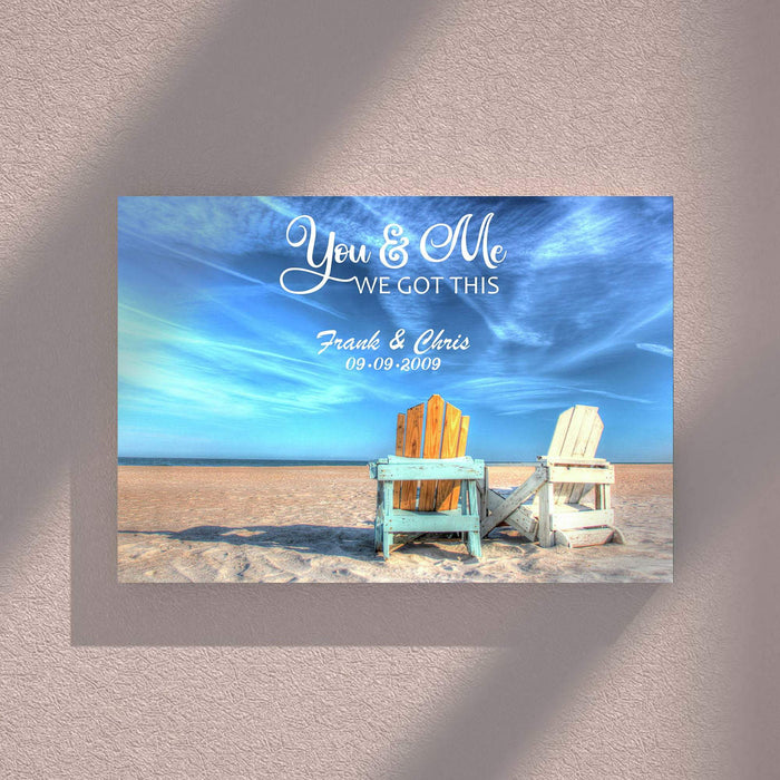 Personalized Relaxing on the Beach You And Me We Got This Framed Canvas - Couple Canvas