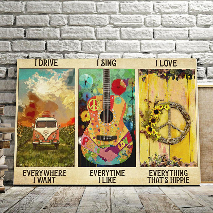 Travel I Drive I Like I Love Everything That's Hippie Family Gifts Canvas