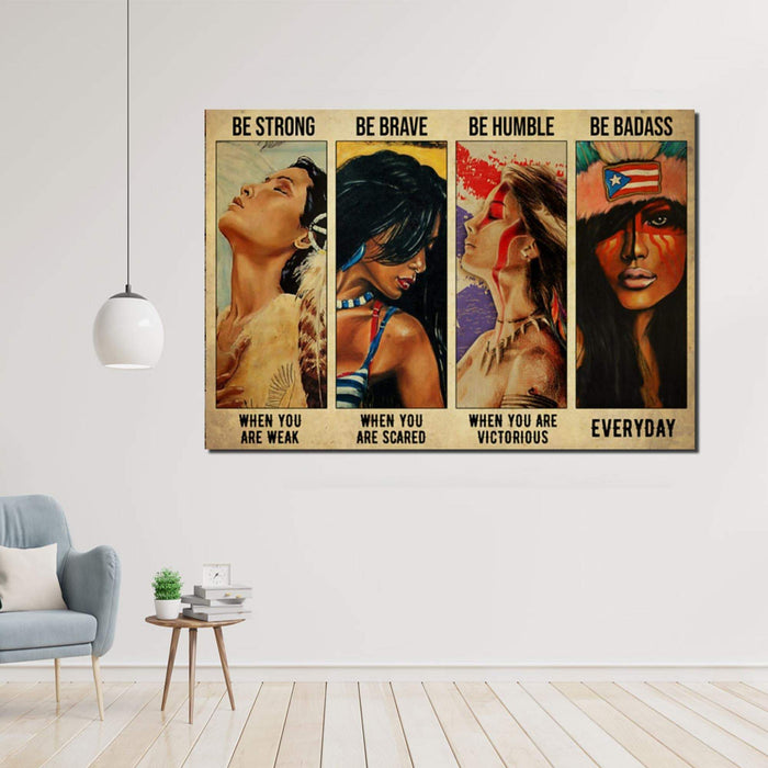 Puerto Rican Girls Be Strong Be Humble Be Badass Gift Idea Canvas