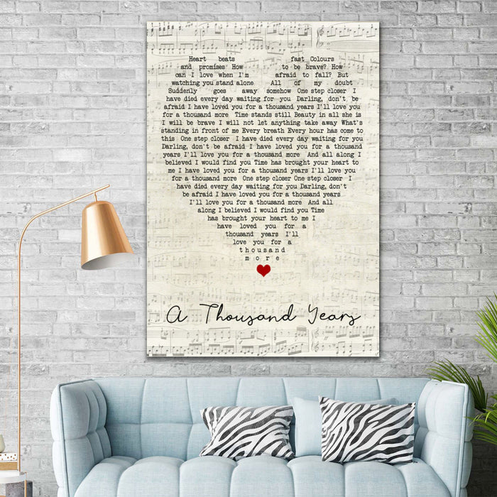 A Thousand Years Christina Perri Script Heart Lyric Song Canvas