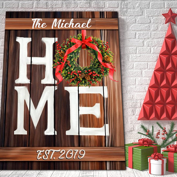 Personalized Home Family Name and Date Christmas Home Living Canvas