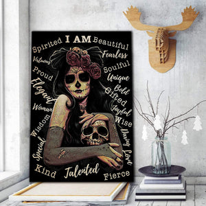 The Eccentric Girl With Tattoos And Skull Canvas- 0.75 & 1.5 In Framed Canvas - Home Wall Decor, Wall Art