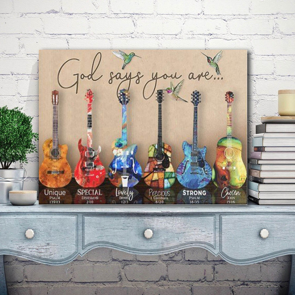 Guitar God Says You Are Unique Special Lovely Precious Strong Canvas Prints 0.75 & 1.5 In Framed Canvas - Home Decor, Canvas Wall Art