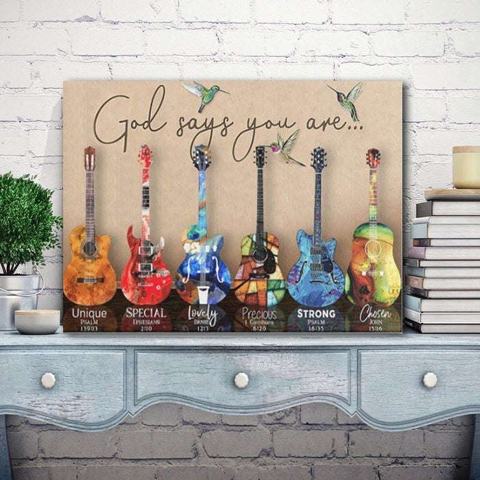Guitar God Says You Are Unique Special Lovely Precious Strong Canvas Prints