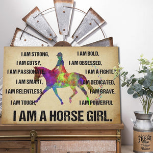I Am A Horse Girl I Am Strong, Gutsy, Passionate, Smart, Relentless 0.75& 1.5 In Framed Canvas - Home Decor, Wall Art