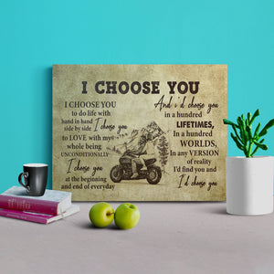Couple Biker I Choose You To Do Life Canvas -0.75 & 1.5 In Framed -Wall Decor, Canvas Wall Art