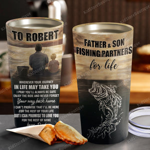 Personalized Father and Son Fishing Partners For Life Tumbler - Gift for Son From Dad