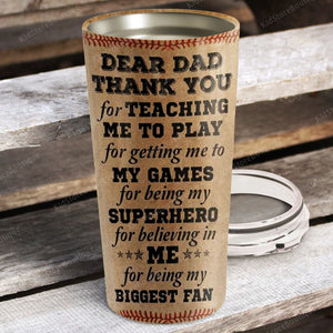 Dear Dad, Thank you for teaching me to play, Gift for Dad Tumbler, Personalized Tumbler