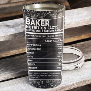 Baker nutrition facts, Gift for Her Tumbler, Personalized Tumbler