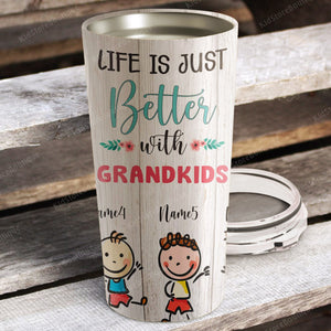 Happiness is being a papa, life is just better with grandkids, Personalized Tumbler