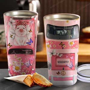 Pig Mom is driving the car Tumbler, Personalized Tumbler
