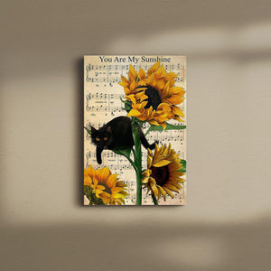 Black Cat You Are My Sunshine Music Sheet Sunflower, Song Lyrics Canvas