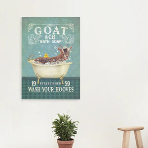 Goat Co Bath Soap Wash Your Hooves Established 1959 Framed Canvas - 0.75 & 1.5 In Framed -Wall Decor, Canvas Wall Art