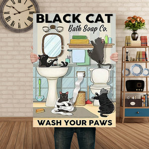 Black cat bath soap Co. wash your paws, Cats lover Canvas, Funny Canvas