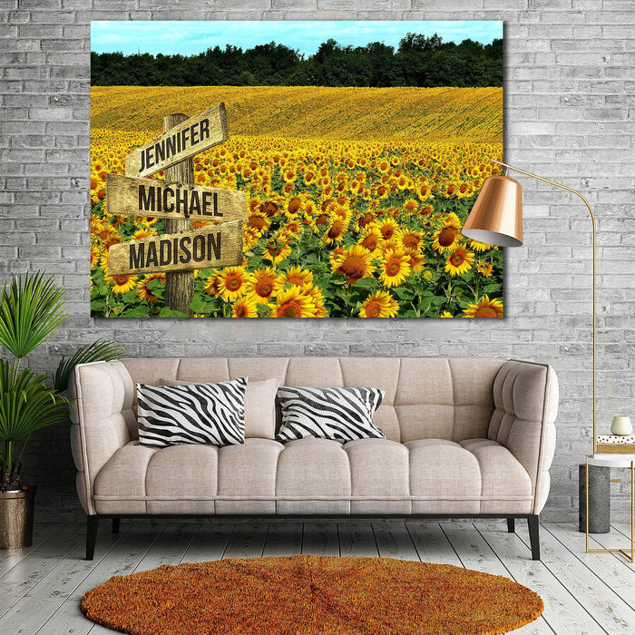 Beautiful Sunflower Field Street Signs Customized With Names Canvas