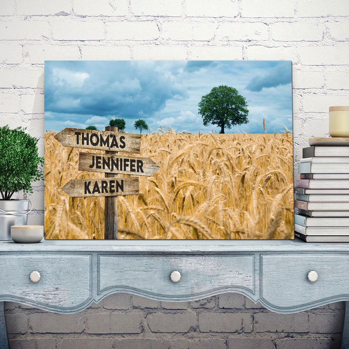 Barley Garden Multi - Names Canvas - Family Street Signs Customized With Names Canvas