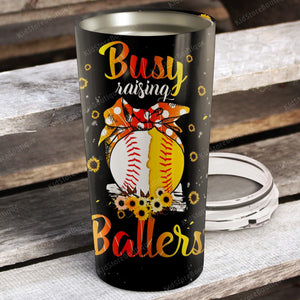 Busy raising Ballers, Baseball Gift Tumbler, Personalized Tumbler