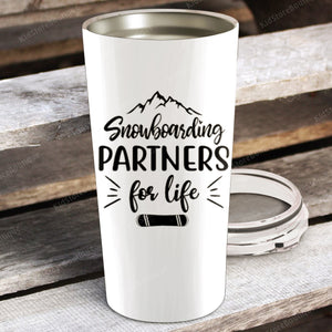 Snowboarding partners for life, Couple Tumbler, Personalized Tumbler