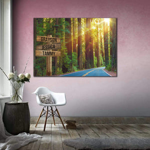 Personalized Tranquil Road Multi-Names Premium Canvas Street Signs Customized With Names -0.75 & 1.5 In Framed -Wall Decor, Canvas Wall Art