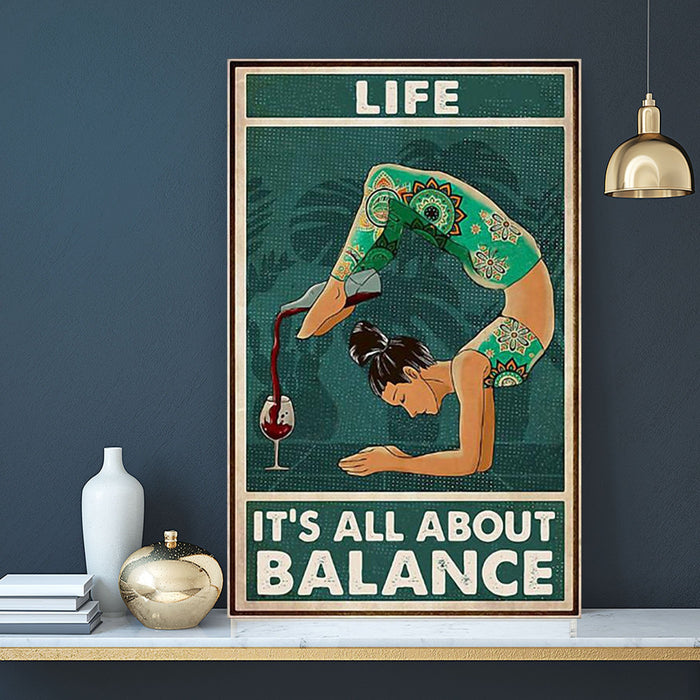 Yoga Wine Life It's All About Balance CanvasHome Living