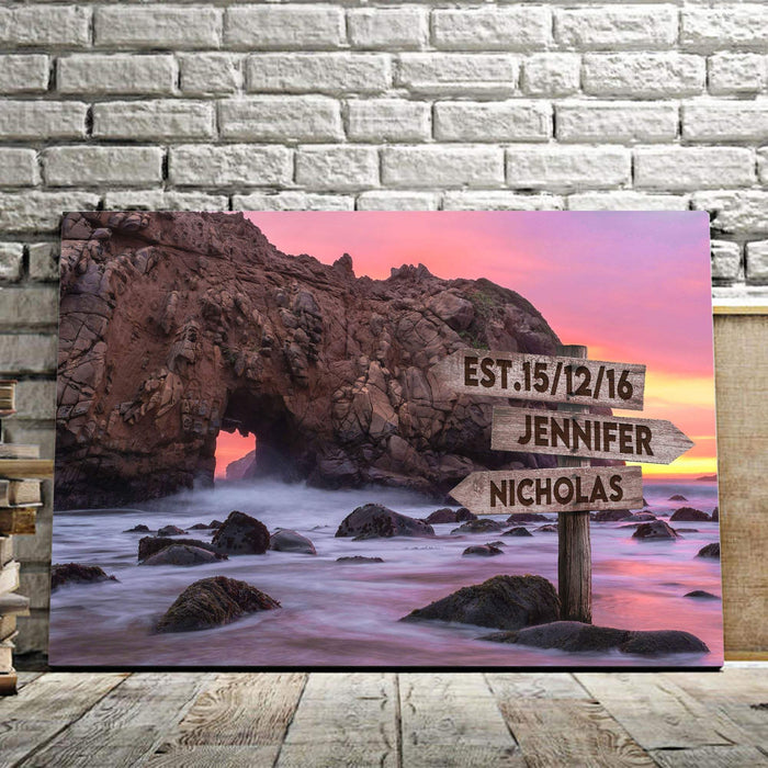 Pfeiffer Beach Multi - Names Canvas - Family Street Signs Customized With Names Canvas