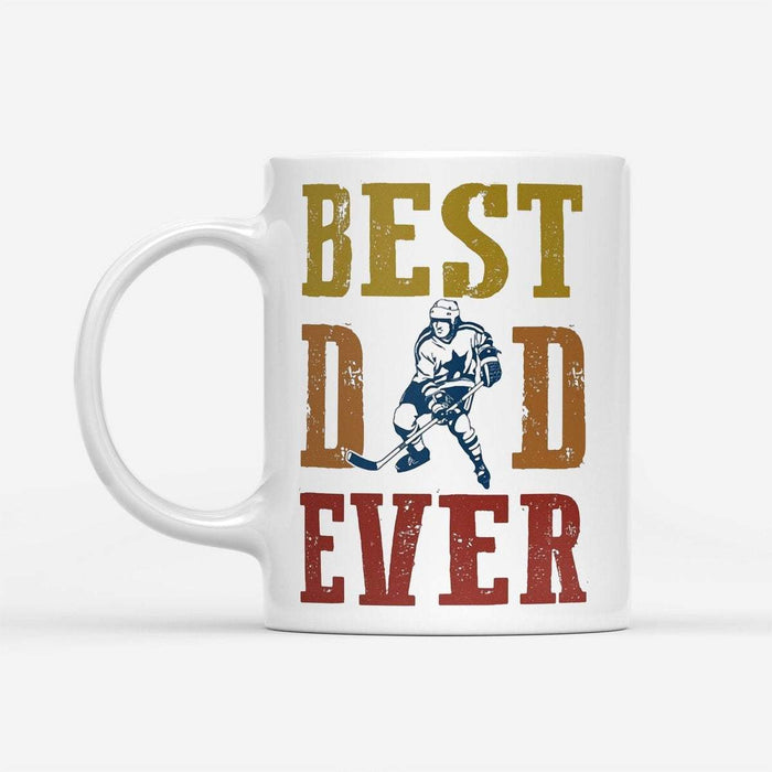 Printed on Both Sides - Father's Day Best Dad Ever Hockey - White Mug - Father's Day Gift, Daddy Cup