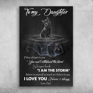 Black Cat To My Daughter I Love You Forever And Always - 0.75 & 1.5 In Framed -Wall Decor,Canvas Wall Art