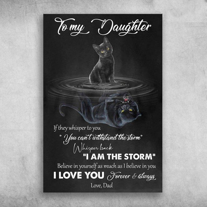 Black Cat To My Daughter I Love You Forever And Always, Cats lover Canvas, Gift for Daughter Canvas