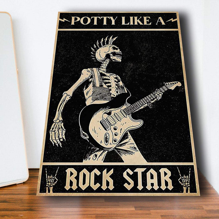 Skeleton Potty Like A Rock Star Guitar Canvas
