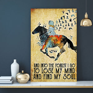 Horse And Into The Forest I Go To Close My Mind Canvas - 0.75 & 1.5 In Framed - Home Living - Wall Decor, Canvas Wall Art