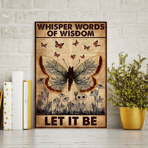 Butterfly Hippie Girl Whisper Words of Wisdom Let It Be Canvas- 0.75 & 1.5 In Framed Canvas - Home Wall Decor, Wall Art