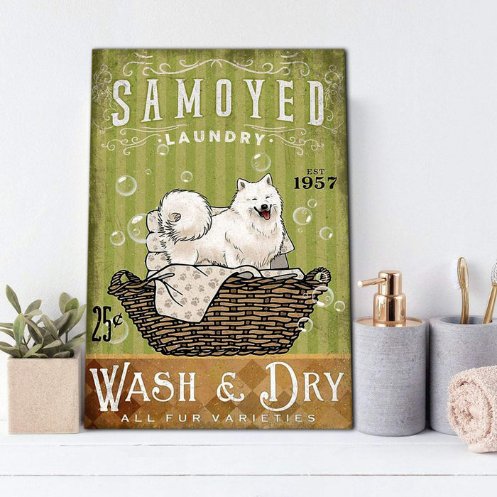 Samoyed Puppy Laundry Room Canvas
