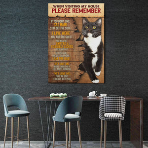 When Visiting My House Please Remember Cat Rules 0.75 & 1.5 In Framed Canvas - Home Living, Wall Decor, Canvas Wall Art