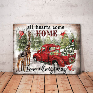 All Hearts Come Home for Christmas Giaffe 0.75 In & 1.5 In Framed Canvas -Christmas Gifts- Wall Decor, Wall Art