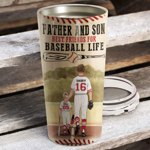 Father and Son bestfriend for baseball life, Gift for Dad Tumbler, Personalized Tumbler