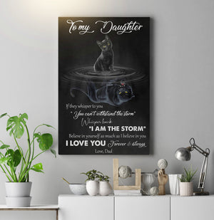 Black Cat To My Daughter I Love You Forever And Always - 0.75 & 1.5 In Framed -Wall Decor,Canvas Wall Art