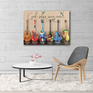 Guitar God Says You Are Unique Special Lovely Precious Strong Canvas Prints 0.75 & 1.5 In Framed Canvas - Home Decor, Canvas Wall Art