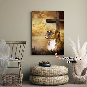 Custom Dog Breed - Boxer Dog - God And The Cross, Dogs lover Canvas, God Canvas, Personalized Canvas