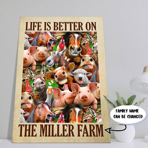 Customized Life Is Better On The Family Farm, Funny Canvas, Personalized Canvas