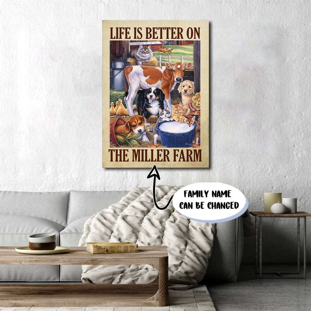 Customized Life Is Better On The Family Farm, We are Family Canvas, Personalized Canvas