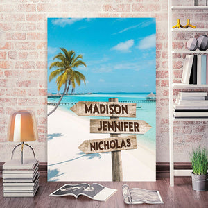 Street Signs in the Beach, Personalized Canvas, Wall-art Canvas