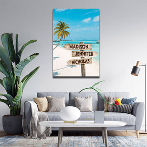 Street Signs in the Beach, Personalized Canvas, Wall-art Canvas