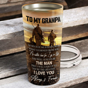 To My Grandpa I Love You Always and Forever Partners - Grandpa and Grandson Hunting Tumbler - Father and Son gift