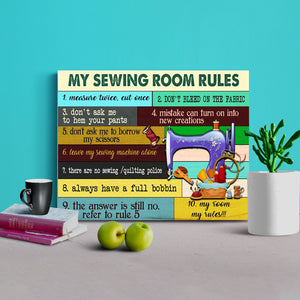 My Sewing Room Rules Measure Twice Cut Once Canvas - 0.75 & 1.5 In Framed- Home Living - Wall Decor, Canvas Wall Art