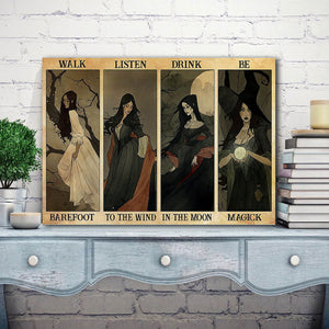 Eccentric Girls And Witch - Walk Barefoot, Listen To The Wind Canvas - 0.75 & 1.5 In Framed -Wall Decor, Canvas Wall Art