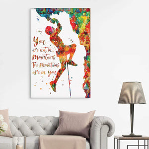 The Mountains Are In You Climbing 0.75 & 1.5 In Framed Canvas - Climber Gifts- Home Decor, Canvas Wall Art