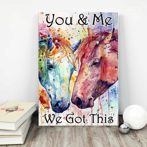 Two Colorful Horses - You And Me, We Got This 0.75 & 1.5 In Framed Canvas -Gift Ideas - Home Decor- Canvas Wall Art