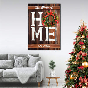 Personalized Home Family Name and Date Christmas 0.75 & 1.5 In Framed Canvas - Home Living, Wall Decor, Canvas Wall Art
