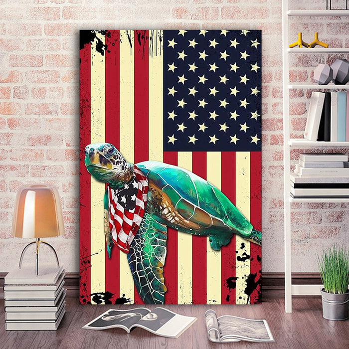 Turtle America Flag Canvas